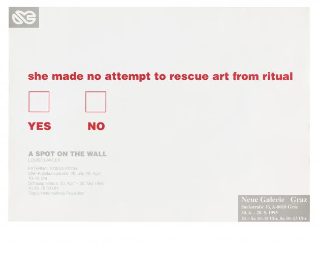 Text that says "She made no attempt to rescue art from ritual" with check boxes for yes or no