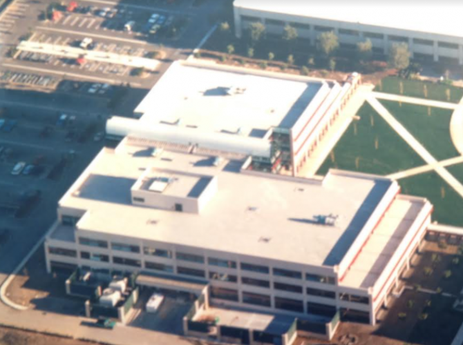 aerial view of a building/campus