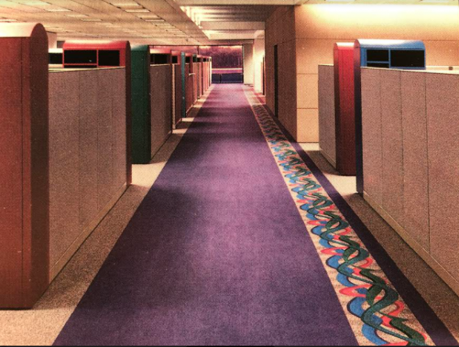 interior view with carpet and cubicles