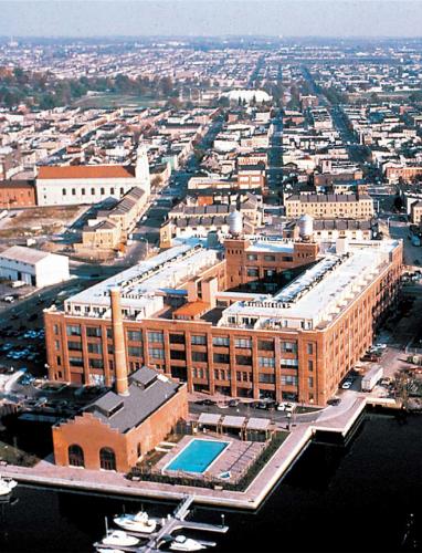 Aerial view of Tindeco Wharf Apartments