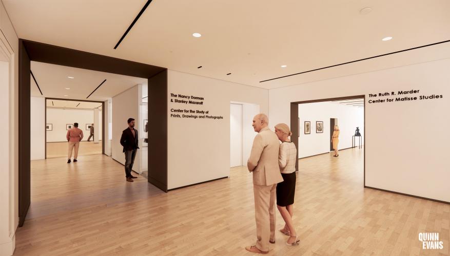 Rendering of a museum gallery