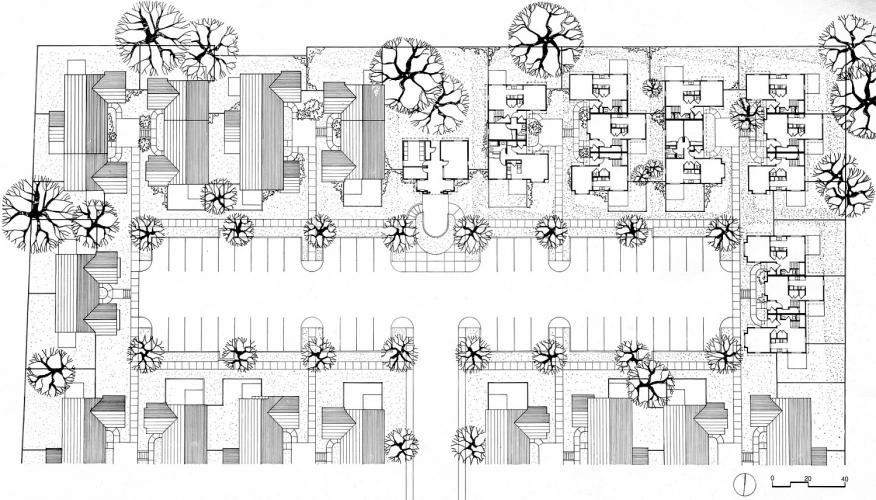 A detailed plan for a housing complex.