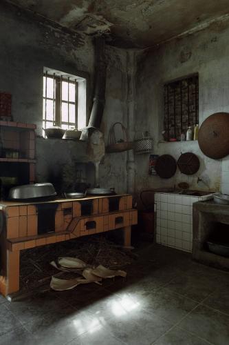 Kitchen inside century-old tower.