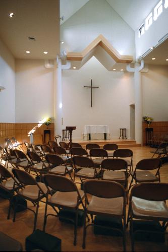 Interior view of the chapel from the rear.
