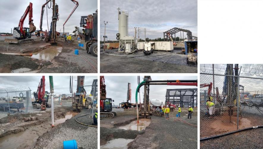 Photo collage of a construction site