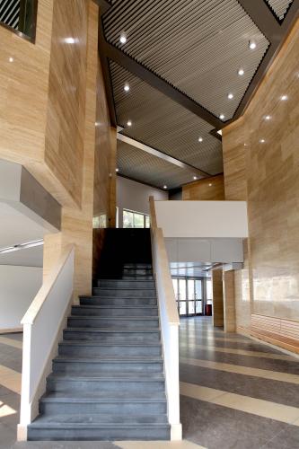 Lobby stairway to an upper level.