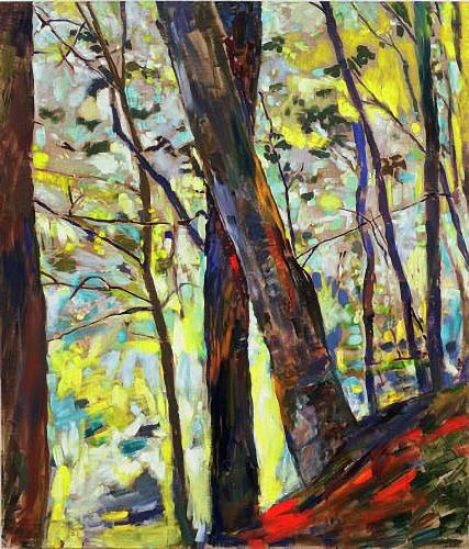 Oil on linen painting of trees