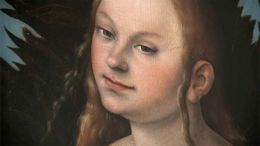Detail view of the painting Eve (1533) by Lucas Cranach the Elder