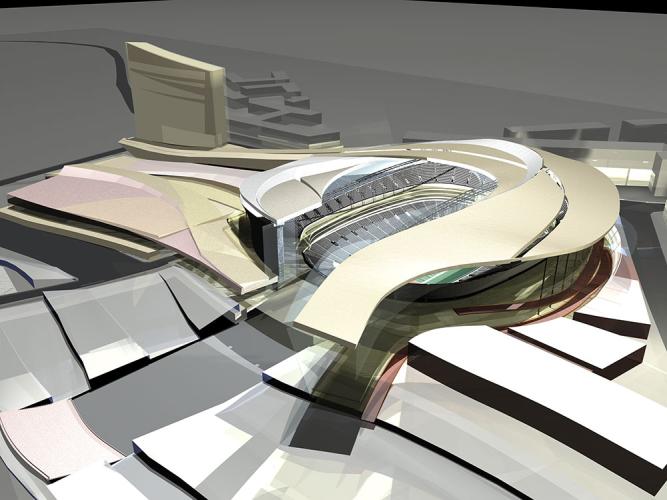 Computer-created model of a stadium